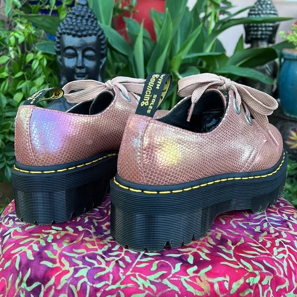 Pink Iridescent Platform Dr. Martens Oxford Loafers - Picture 10 of 17